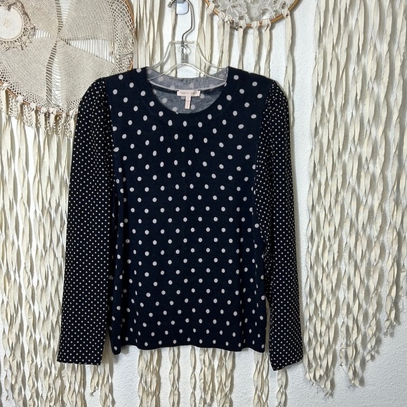 Rebecca Taylor Navy Polka Dot Sweater Size M - Picture 4 of 10